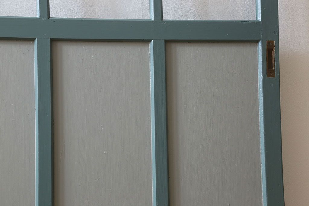 くすんだグリーン×グレーペイント!おしゃれなガラス戸2枚セット