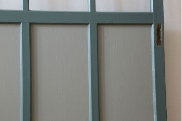 くすんだグリーン×グレーペイント!おしゃれなガラス戸2枚セット