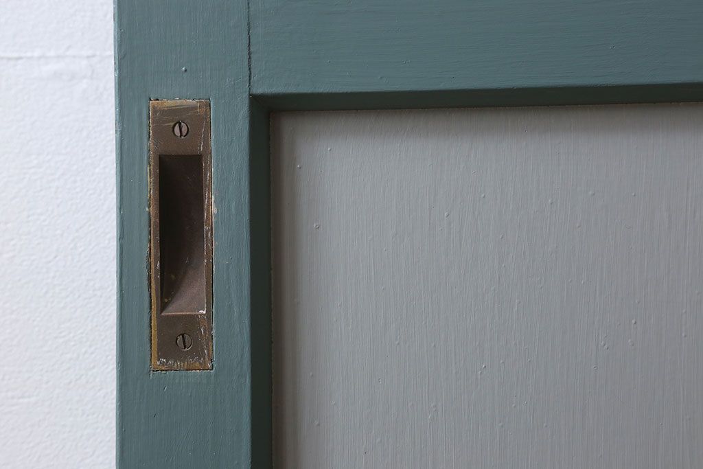 くすんだグリーン×グレーペイント!おしゃれなガラス戸2枚セット