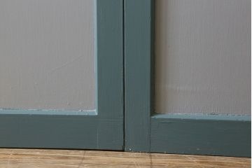 くすんだグリーン×グレーペイント!おしゃれなガラス戸2枚セット