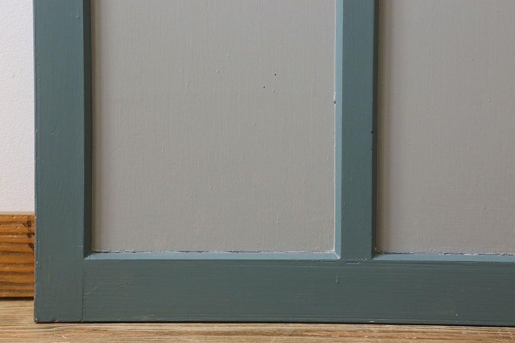 くすんだグリーン×グレーペイント!おしゃれなガラス戸2枚セット