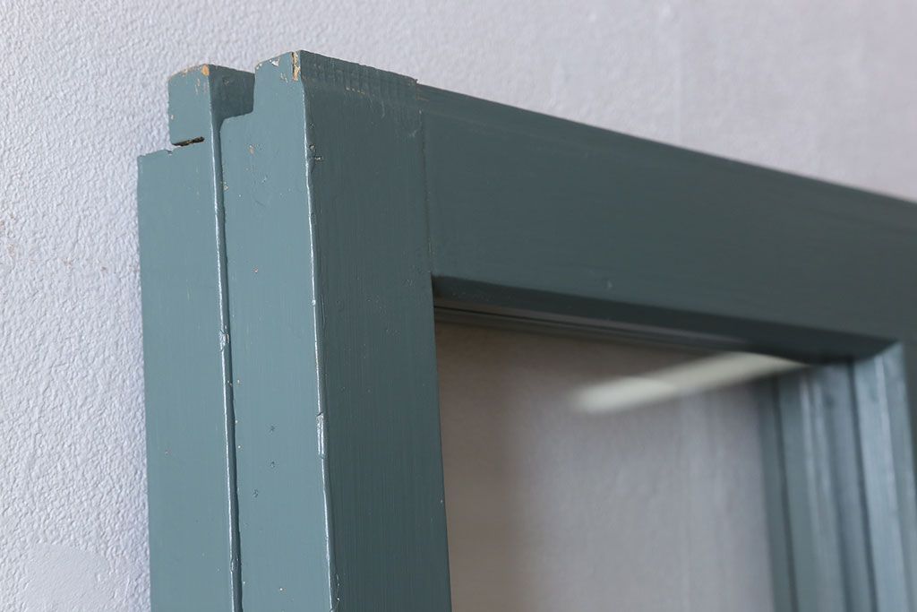 くすんだグリーン×グレーペイント!おしゃれなガラス戸2枚セット