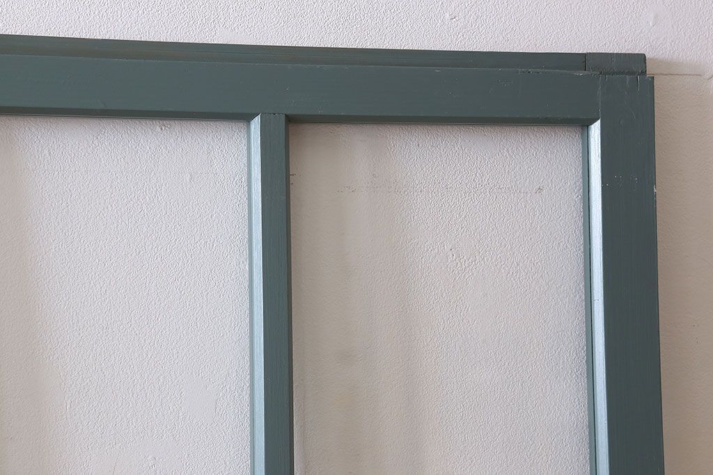 くすんだグリーン×グレーペイント!おしゃれなガラス戸2枚セット