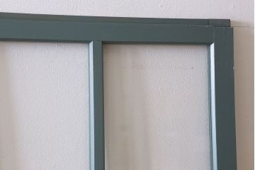 くすんだグリーン×グレーペイント!おしゃれなガラス戸2枚セット