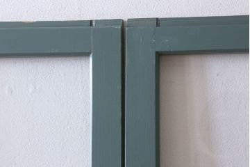 くすんだグリーン×グレーペイント!おしゃれなガラス戸2枚セット