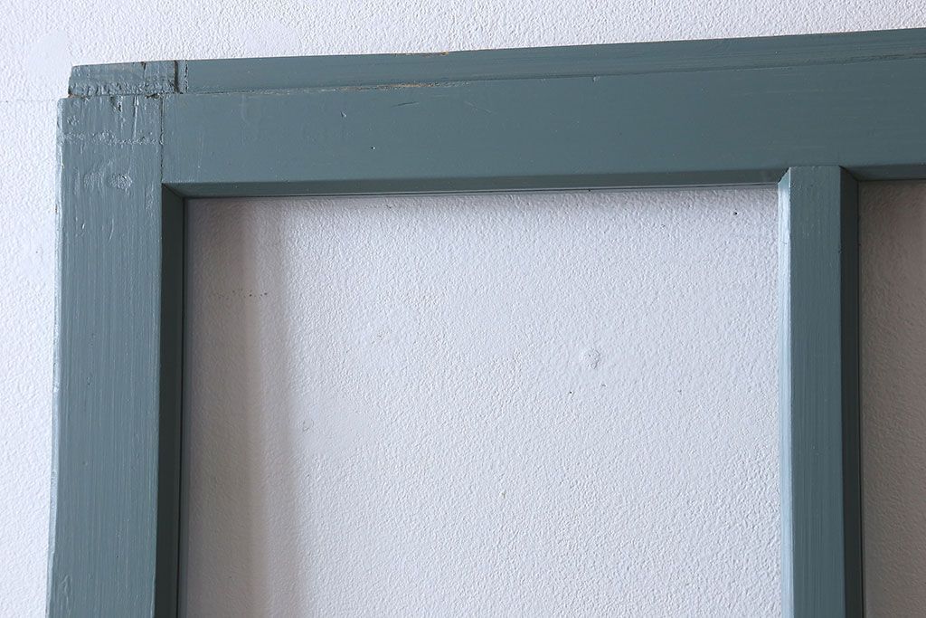 くすんだグリーン×グレーペイント!おしゃれなガラス戸2枚セット