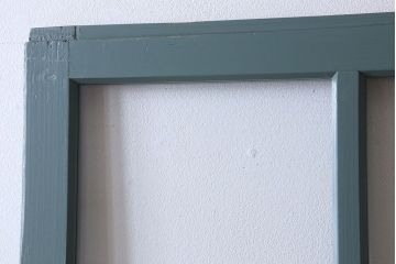 くすんだグリーン×グレーペイント!おしゃれなガラス戸2枚セット