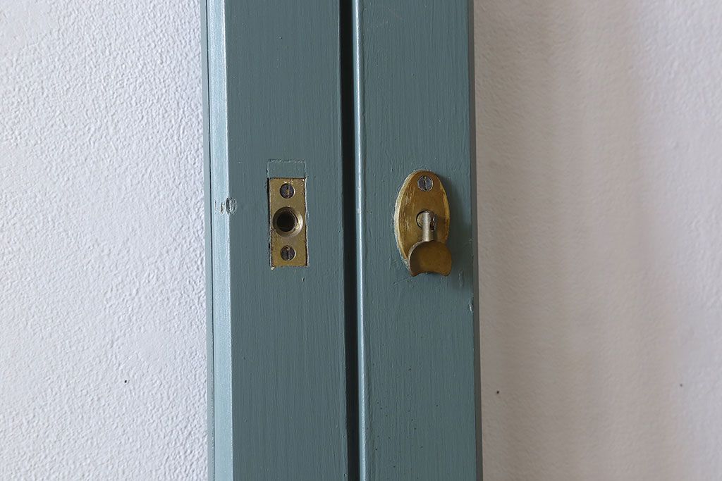 くすんだグリーン×グレーペイント!おしゃれなガラス戸2枚セット