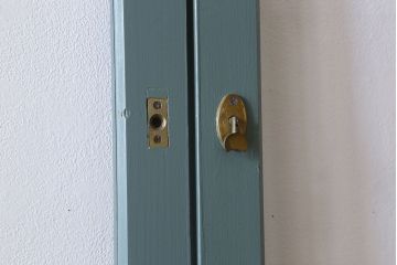 くすんだグリーン×グレーペイント!おしゃれなガラス戸2枚セット