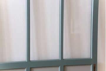 くすんだグリーン×グレーペイント!おしゃれなガラス戸2枚セット