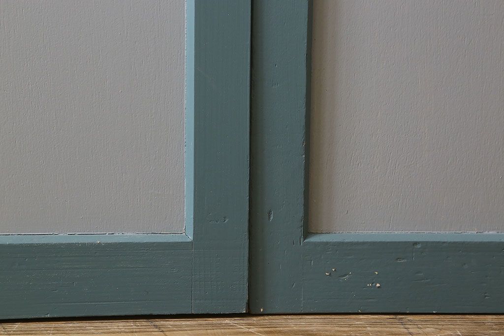 くすんだグリーン×グレーペイント!おしゃれなガラス戸2枚セット