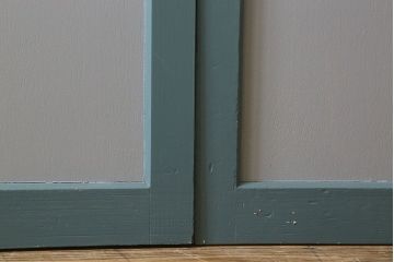 くすんだグリーン×グレーペイント!おしゃれなガラス戸2枚セット