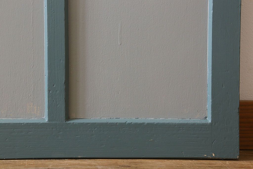 くすんだグリーン×グレーペイント!おしゃれなガラス戸2枚セット