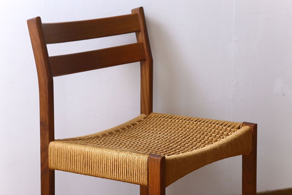 北欧家具　ビンテージ　ペーパーコードチェア(ダイニングチェア)(3)