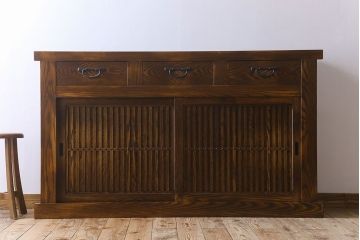 中古　民芸家具　国産　手作り　五尺　栗無垢材製!収納箪笥サイドボード(水屋箪笥)(定価約35万円)
