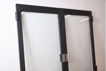 【M様ご成約分-左】ビンテージ　両開き　無垢材!特大ガラスドア2枚セット(間仕切り・パーテーション)