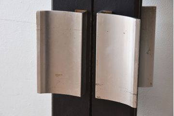 【M様ご成約分-左】ビンテージ　両開き　無垢材!特大ガラスドア2枚セット(間仕切り・パーテーション)