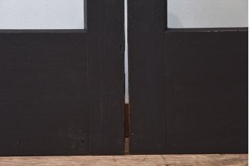 【M様ご成約分-左】ビンテージ　両開き　無垢材!特大ガラスドア2枚セット(間仕切り・パーテーション)