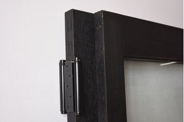 【M様ご成約分-左】ビンテージ　両開き　無垢材!特大ガラスドア2枚セット(間仕切り・パーテーション)
