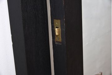 【M様ご成約分-左】ビンテージ　両開き　無垢材!特大ガラスドア2枚セット(間仕切り・パーテーション)