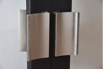 【M様ご成約分-左】ビンテージ　両開き　無垢材!特大ガラスドア2枚セット(間仕切り・パーテーション)