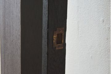 【M様ご成約分-左】ビンテージ　両開き　無垢材!特大ガラスドア2枚セット(間仕切り・パーテーション)