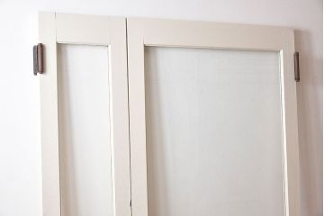 ビンテージ　両開き　無垢材!特大ガラスドア2枚セット(間仕切り・パーテーション)