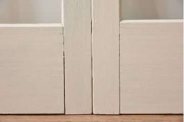 ビンテージ　両開き　無垢材!特大ガラスドア2枚セット(間仕切り・パーテーション)