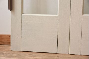ビンテージ　両開き　無垢材!特大ガラスドア2枚セット(間仕切り・パーテーション)