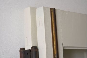 ビンテージ　両開き　無垢材!特大ガラスドア2枚セット(間仕切り・パーテーション)