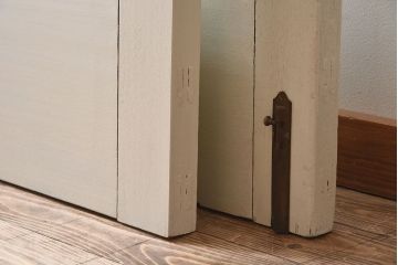 ビンテージ　両開き　無垢材!特大ガラスドア2枚セット(間仕切り・パーテーション)