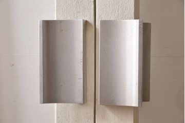 ビンテージ　両開き　無垢材!特大ガラスドア2枚セット(間仕切り・パーテーション)