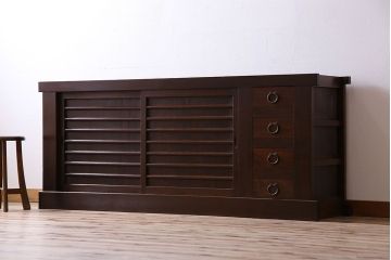 アンティーク家具　上品な和製アンティークの昇り引き出し付き水屋箪笥サイドボード　6尺