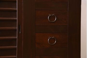 アンティーク家具　上品な和製アンティークの昇り引き出し付き水屋箪笥サイドボード　6尺