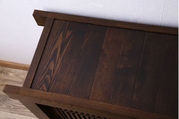 中古　民芸家具　国産　手作り　五尺　栗無垢材製!収納箪笥サイドボード(水屋箪笥)