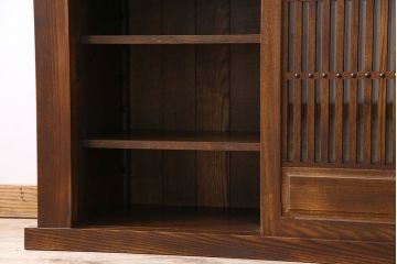 中古　民芸家具　国産　手作り　五尺　栗無垢材製!収納箪笥サイドボード(水屋箪笥)