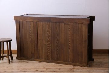 中古　民芸家具　国産　手作り　五尺　栗無垢材製!収納箪笥サイドボード(水屋箪笥)