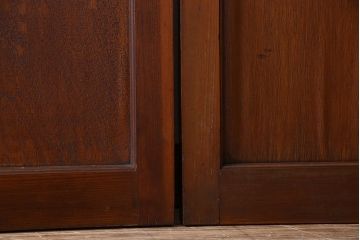 和製アンティーク　レトロな古い木のガラス戸2枚セット