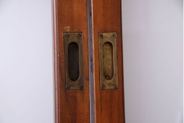 和製アンティーク　レトロな古い木のガラス戸2枚セット