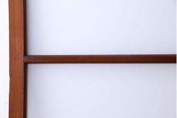 和製アンティーク　レトロな古い木のガラス戸2枚セット