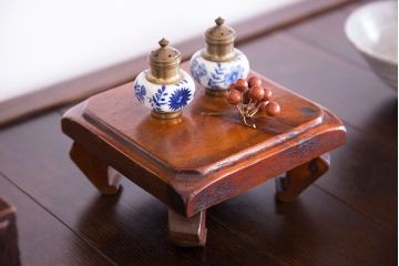 アンティーク家具　昭和期　古い木のアンティーク花台