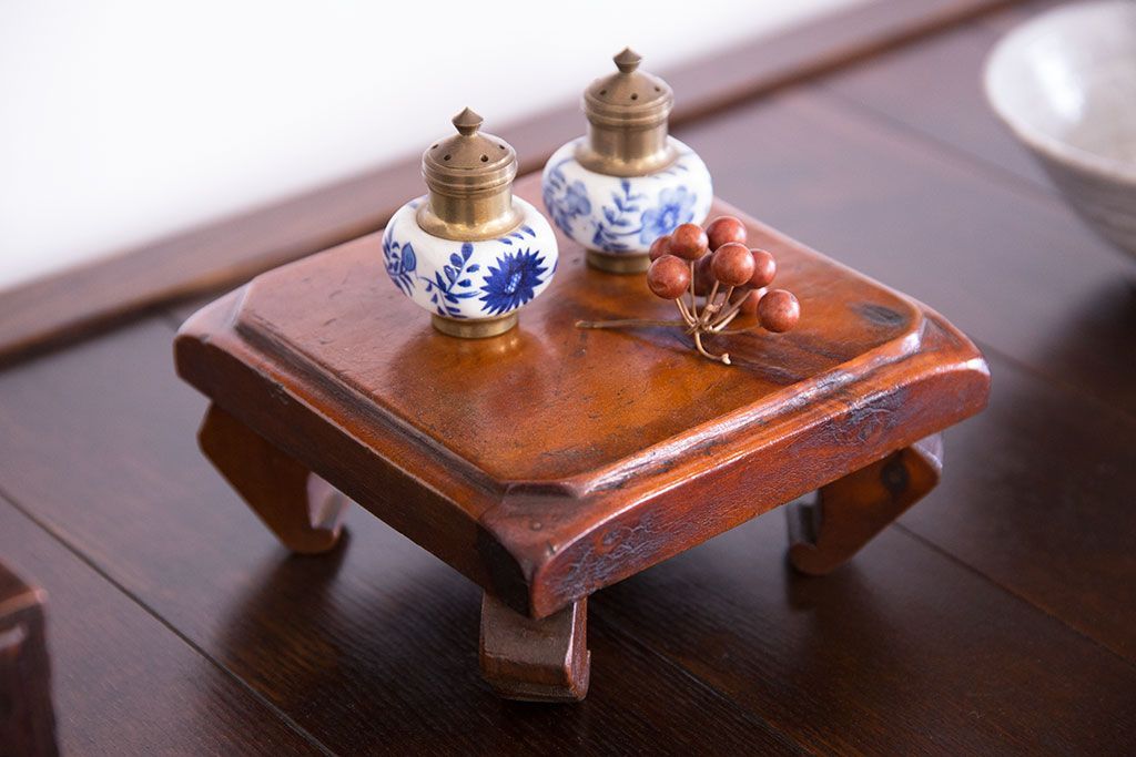 アンティーク家具　昭和期　古い木のアンティーク花台