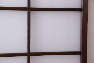 和製アンティーク　すりガラス入り!古い木のガラス戸2枚セット
