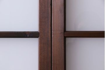和製アンティーク　すりガラス入り!古い木のガラス戸2枚セット
