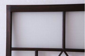 和製アンティーク　チェッカーガラス入り!おしゃれなデザインのガラス戸