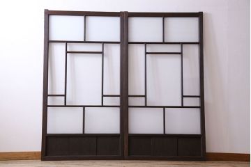 和製アンティーク　ダイヤガラス・すりガラス入り!おしゃれなデザインのガラス戸