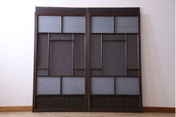 和製アンティーク　ダイヤガラス・すりガラス入り!おしゃれなデザインのガラス戸