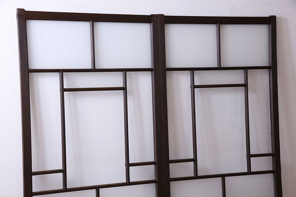 和製アンティーク　ダイヤガラス・すりガラス入り!おしゃれなデザインのガラス戸