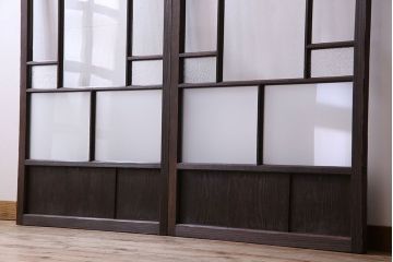 和製アンティーク　ダイヤガラス・すりガラス入り!おしゃれなデザインのガラス戸