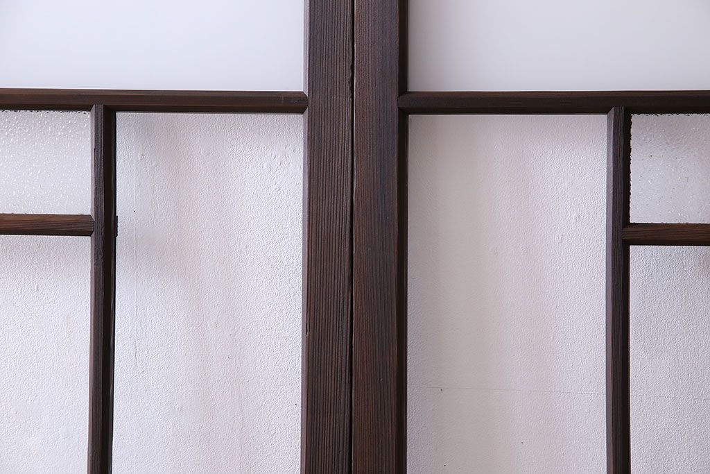 和製アンティーク　ダイヤガラス・すりガラス入り!おしゃれなデザインのガラス戸